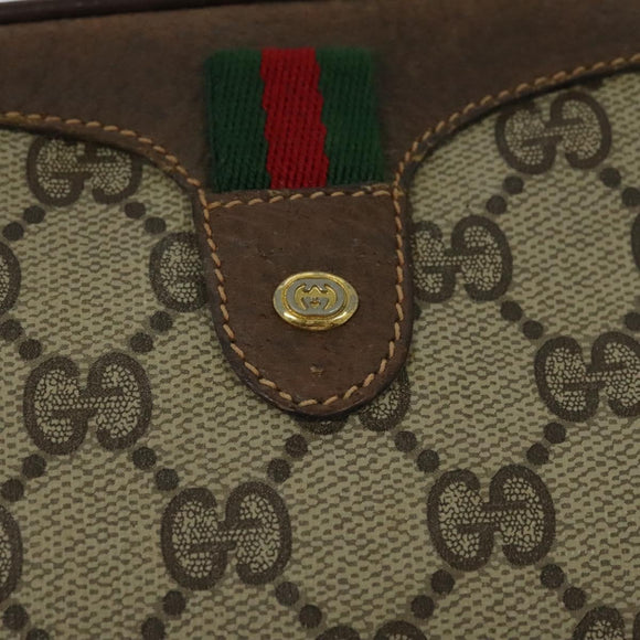 GUCCI GG Supreme Web Sherry Line Shoulder Bag PVC Beige 156 02 066 Auth MY221