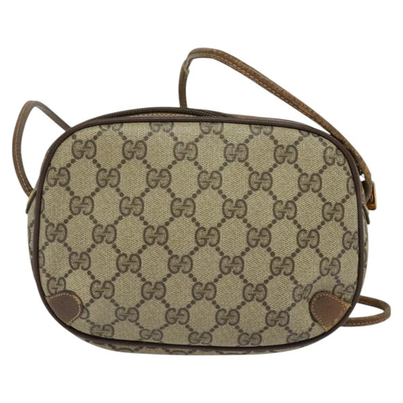 GUCCI GG Supreme Web Sherry Line Shoulder Bag PVC Beige 156 02 066 Auth MY221