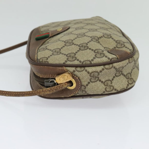 GUCCI GG Supreme Web Sherry Line Shoulder Bag PVC Beige 156 02 066 Auth MY221