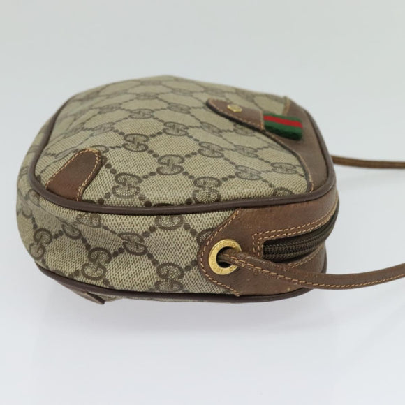 GUCCI GG Supreme Web Sherry Line Shoulder Bag PVC Beige 156 02 066 Auth MY221
