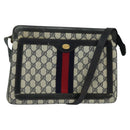GUCCI GG Supreme Sherry Line Shoulder Bag PVC Navy Gold Red 010 378 Auth MY222-1