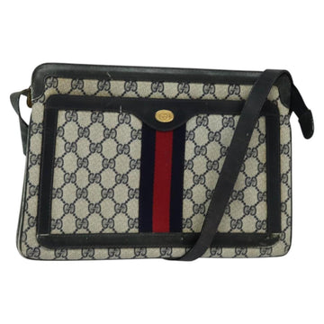 GUCCI GG Supreme Sherry Line Shoulder Bag PVC Navy Gold Red 010 378 Auth MY222