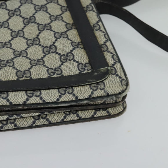 GUCCI GG Supreme Sherry Line Shoulder Bag PVC Navy Gold Red 010 378 Auth MY222