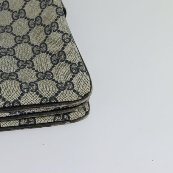 GUCCI GG Supreme Sherry Line Shoulder Bag PVC Navy Gold Red 010 378 Auth MY222