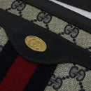 GUCCI GG Supreme Sherry Line Shoulder Bag PVC Navy Gold Red 010 378 Auth MY222-18