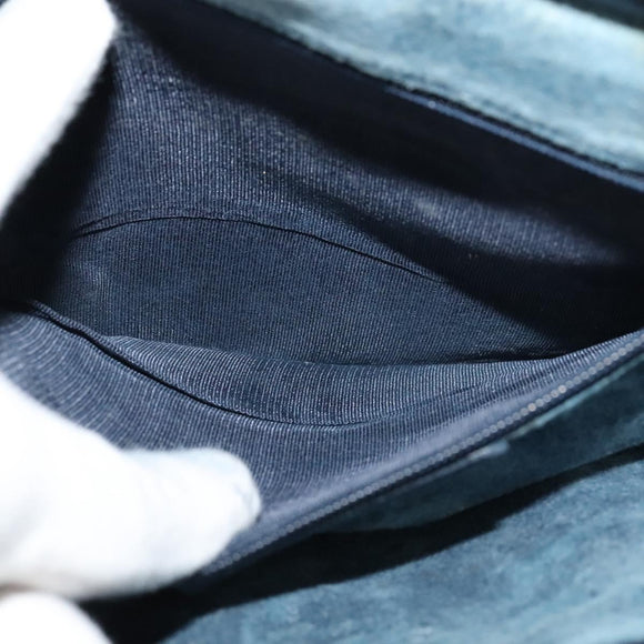 GUCCI GG Supreme Sherry Line Shoulder Bag PVC Navy Gold Red 010 378 Auth MY222