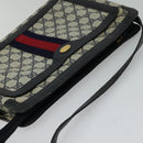 GUCCI GG Supreme Sherry Line Shoulder Bag PVC Navy Gold Red 010 378 Auth MY222-6