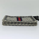 GUCCI GG Supreme Sherry Line Shoulder Bag PVC Navy Gold Red 010 378 Auth MY222-9