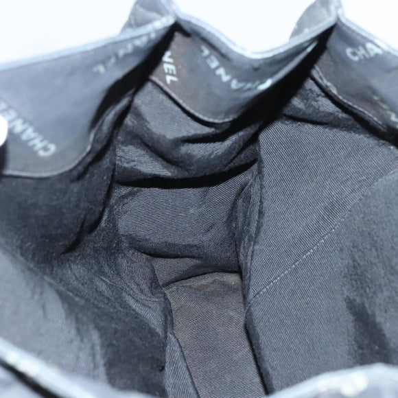 CHANEL Matelasse Chain Tote Bag Canvas Black Gold CC Auth MY229