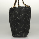 CHANEL Matelasse Chain Tote Bag Canvas Black Gold CC Auth MY229-3