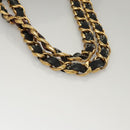 CHANEL Matelasse Chain Tote Bag Canvas Black Gold CC Auth MY229-7