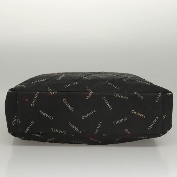 CHANEL Matelasse Chain Tote Bag Canvas Black Gold CC Auth MY229