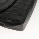 CHANEL Mademoiselle Shoulder Bag Lamb Skin Black Gold CC Auth MY236-9