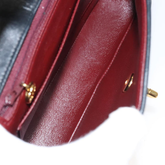 CHANEL Mademoiselle Shoulder Bag Lamb Skin Black Gold CC Auth MY236