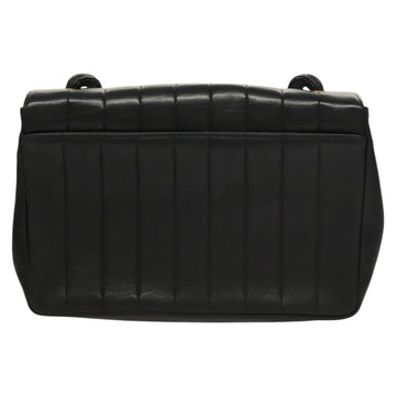 CHANEL Mademoiselle Shoulder Bag Lamb Skin Black Gold CC Auth MY236 - 0