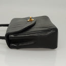 CHANEL Mademoiselle Shoulder Bag Lamb Skin Black Gold CC Auth MY236-4