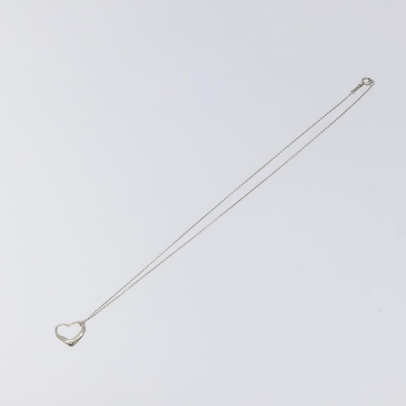 TIFFANY&Co. Open Heart Necklace Ag925 Silver Auth MY241
