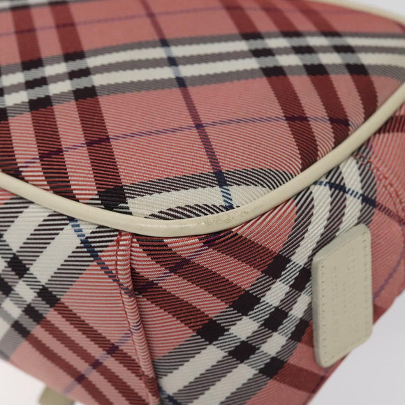 BURBERRY Nova Check Blue Label Shoulder Bag Nylon Red Silver Auth MY252