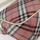 BURBERRY Nova Check Blue Label Shoulder Bag Nylon Red Silver Auth MY252-13