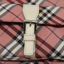 BURBERRY Nova Check Blue Label Shoulder Bag Nylon Red Silver Auth MY252-14