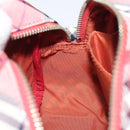 BURBERRY Nova Check Blue Label Shoulder Bag Nylon Red Silver Auth MY252-20