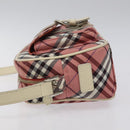 BURBERRY Nova Check Blue Label Shoulder Bag Nylon Red Silver Auth MY252-5