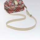 BURBERRY Nova Check Blue Label Shoulder Bag Nylon Red Silver Auth MY252-7