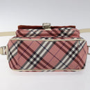 BURBERRY Nova Check Blue Label Shoulder Bag Nylon Red Silver Auth MY252-9