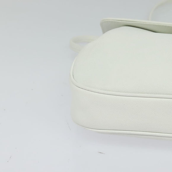 GIVENCHY Shoulder Bag Leather White Gold Auth MY255