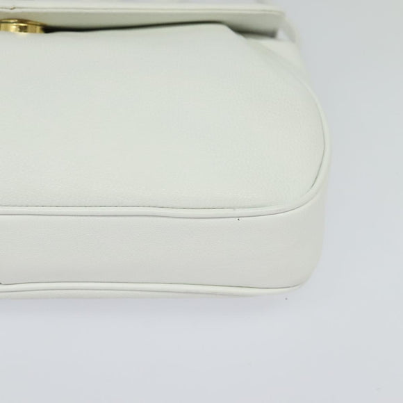GIVENCHY Shoulder Bag Leather White Gold Auth MY255