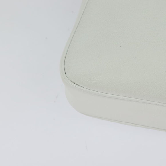 GIVENCHY Shoulder Bag Leather White Gold Auth MY255