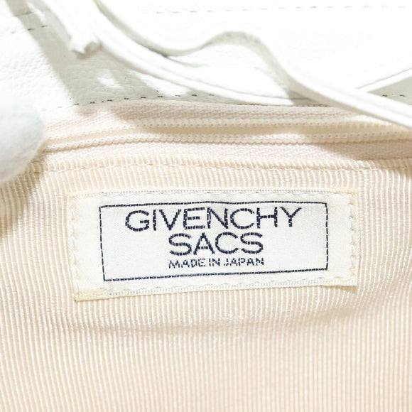 GIVENCHY Shoulder Bag Leather White Gold Auth MY255
