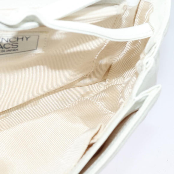 GIVENCHY Shoulder Bag Leather White Gold Auth MY255