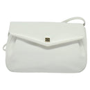 GIVENCHY Shoulder Bag Leather White Gold Auth MY255-13