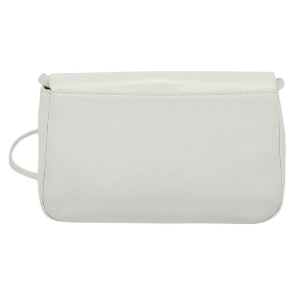 GIVENCHY Shoulder Bag Leather White Gold Auth MY255