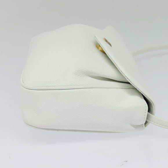 GIVENCHY Shoulder Bag Leather White Gold Auth MY255