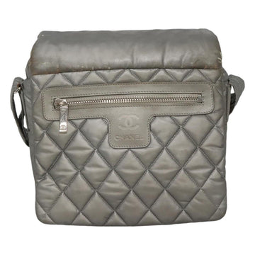 CHANEL Cococoon Shoulder Bag Coated Canvas Silver CC Auth MY256 - 0