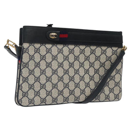 GUCCI GG Supreme Sherry Line Shoulder Bag PVC Navy Gold 96 02 035 Auth MY260