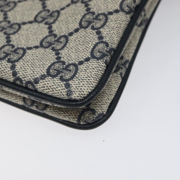 GUCCI GG Supreme Sherry Line Shoulder Bag PVC Navy Gold 96 02 035 Auth MY260