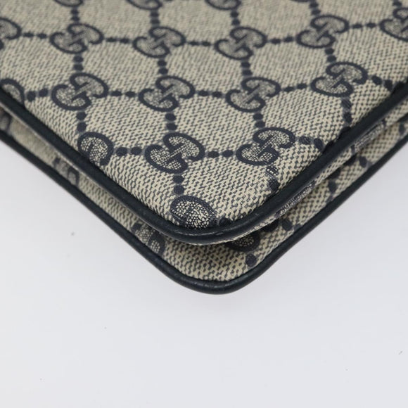 GUCCI GG Supreme Sherry Line Shoulder Bag PVC Navy Gold 96 02 035 Auth MY260