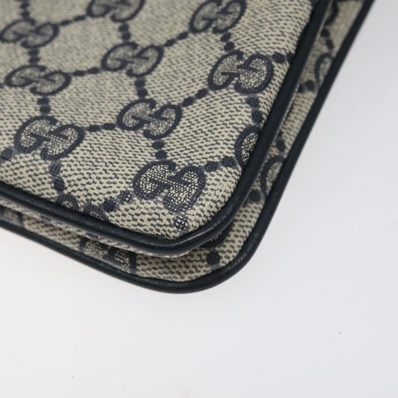 GUCCI GG Supreme Sherry Line Shoulder Bag PVC Navy Gold 96 02 035 Auth MY260