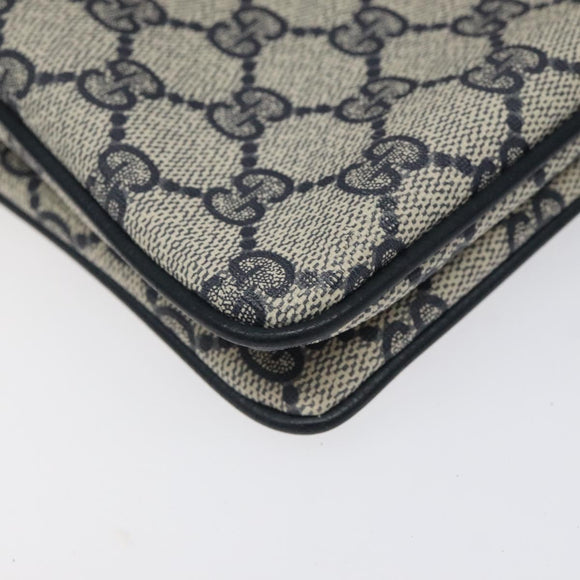 GUCCI GG Supreme Sherry Line Shoulder Bag PVC Navy Gold 96 02 035 Auth MY260