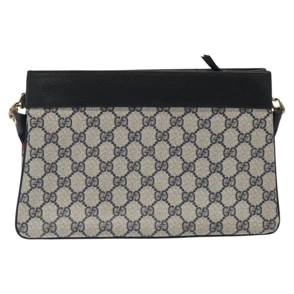 GUCCI GG Supreme Sherry Line Shoulder Bag PVC Navy Gold 96 02 035 Auth MY260