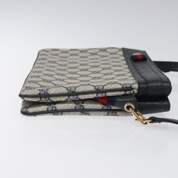 GUCCI GG Supreme Sherry Line Shoulder Bag PVC Navy Gold 96 02 035 Auth MY260