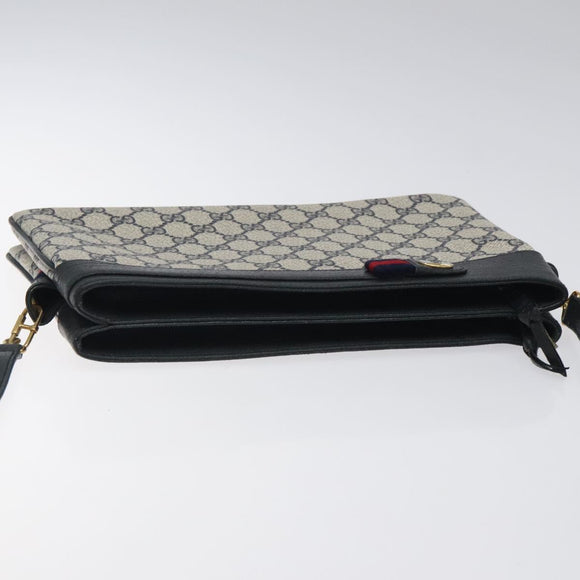 GUCCI GG Supreme Sherry Line Shoulder Bag PVC Navy Gold 96 02 035 Auth MY260