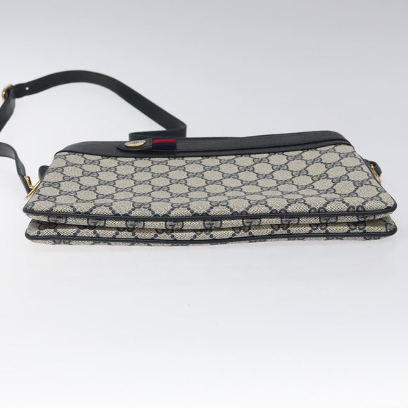 GUCCI GG Supreme Sherry Line Shoulder Bag PVC Navy Gold 96 02 035 Auth MY260