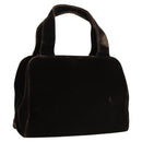 PRADA Hand Bag Velor Dark Brown Auth MY263-1
