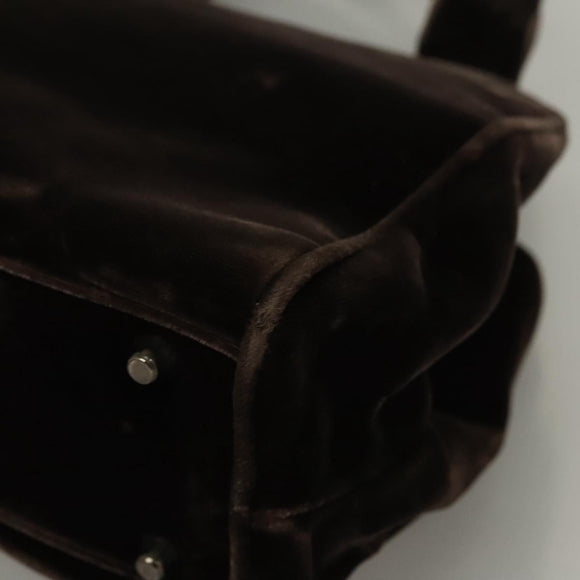 PRADA Hand Bag Velor Dark Brown Auth MY263