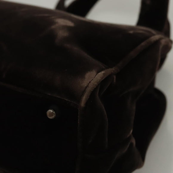 PRADA Hand Bag Velor Dark Brown Auth MY263