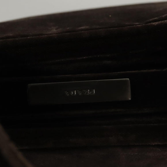 PRADA Hand Bag Velor Dark Brown Auth MY263